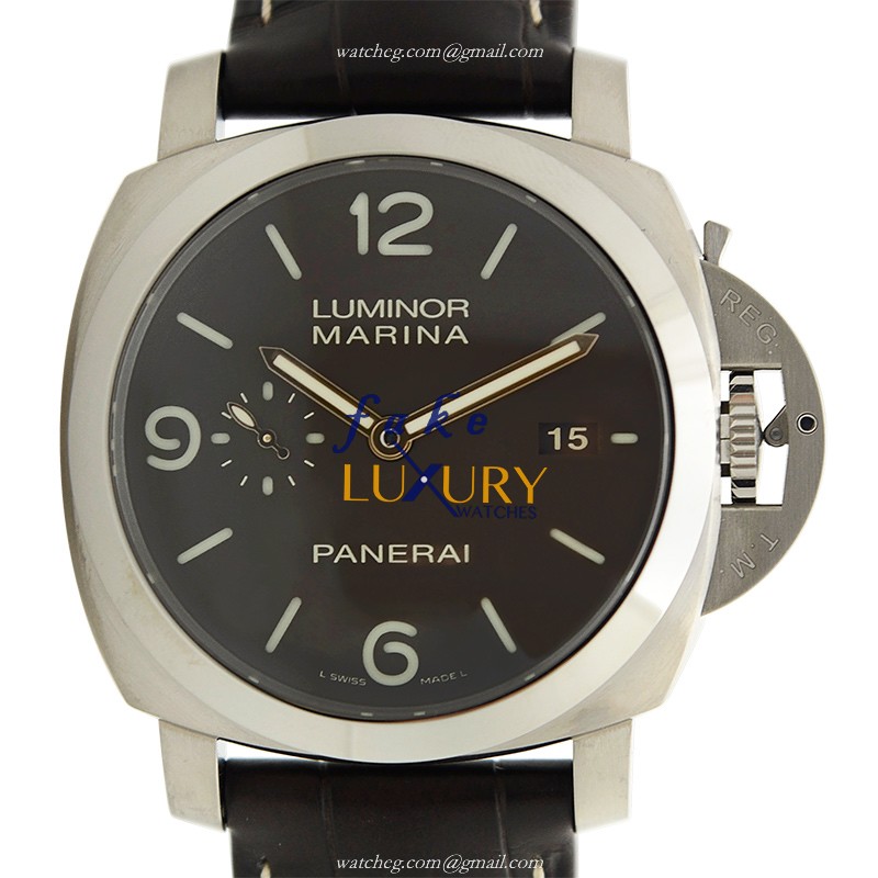 Panerai PAM00351 LUMINOR Automatic Titanium | Brown Dial | Alligator Strap Replica Watch - Luxury Replica Watch