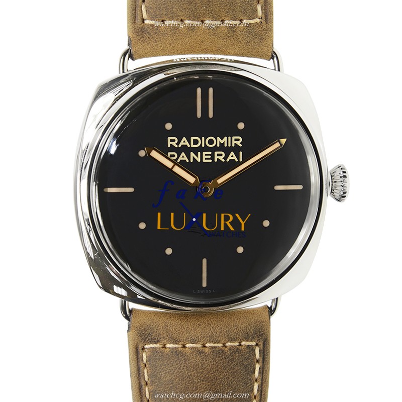 Panerai Radiomir PAM00425 Manual Wind Stainless Steel Black Dial Brown Cowhide Strap Replica Watch - Luxury Replica Watch