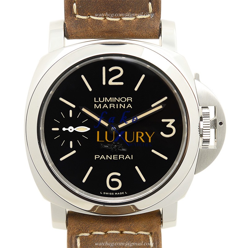 Panerai PAM00457 LUMINOR Manual Wind Stainless Steel Replica Watch - Black Dial, Brown Cowhide Strap - Luxury Replica Watch
