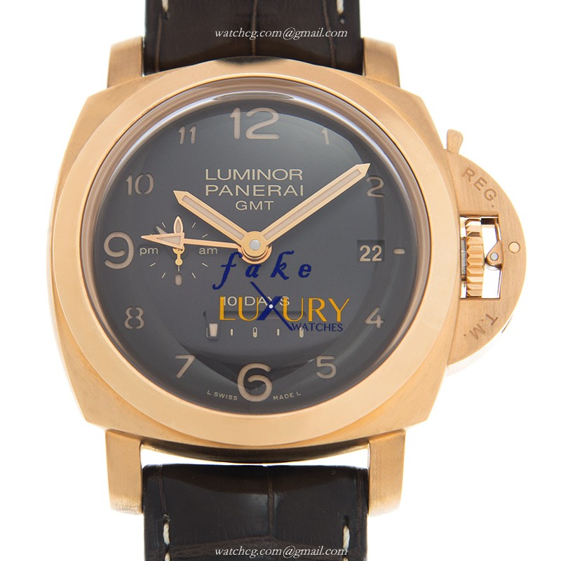 Panerai PAM00487 LUMINOR Automatic 18kt Rose Gold Replica Watch - Brown Leather Strap - Luxury Replica Watch