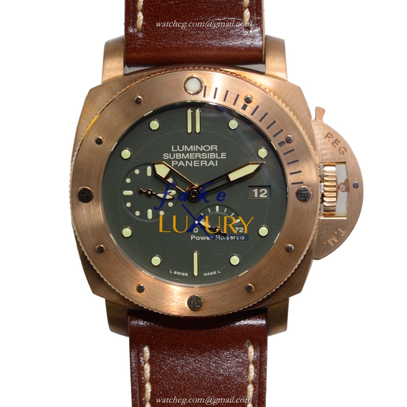 Panerai PAM00507 LUMINOR AUTO Titanium Dial Brown Cowhide Strap Replica Watch - Luxury Replica Watch