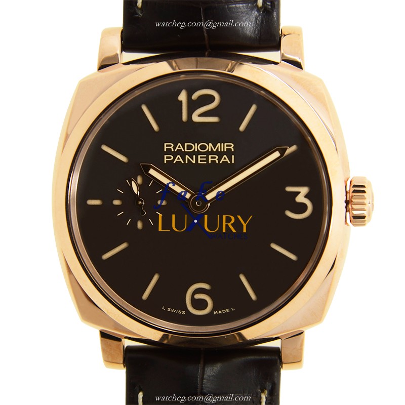 Panerai PAM00513 RADIOMIR Manual Wind 42mm 18kt Rose Gold Replica Watch, Swiss Movement, Dark Brown - Luxury Replica Watch