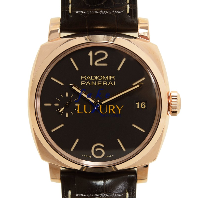 Panerai PAM00515 RADIOMIR Manual Wind 18kt Rose Gold Replica Watch, 47mm, Dark Brown Dial & Brown - Luxury Replica Watch