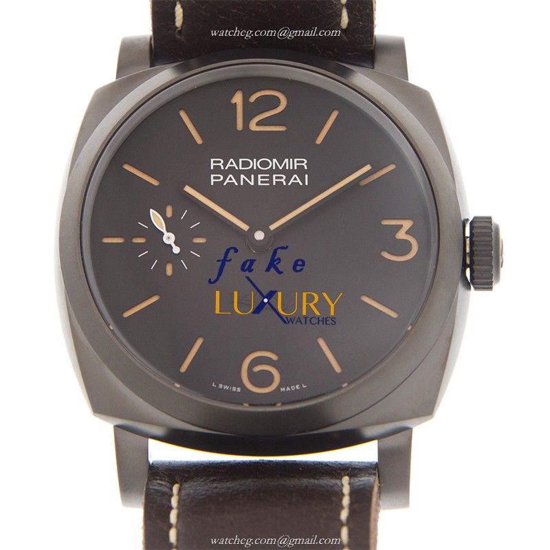 -532-RADIOMIR Replica Watch - Manual Wind - Steel Case - Black Dial - Brown Leather Strap - Luxury Replica Watch