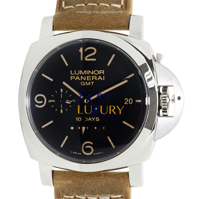 Panerai PAM00533 LUMINOR Automatic Stainless Steel Replica Watch, Swiss Movement, Black Dial, Brown - Luxury Replica Watch