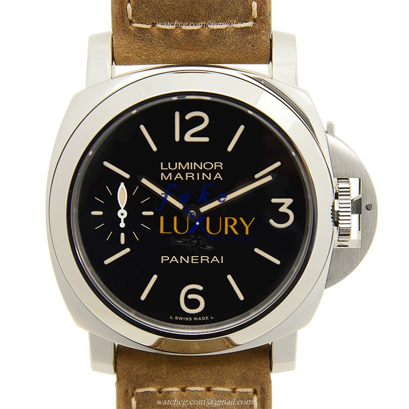Panerai PAM00545 LUMINOR Manual Wind Steel Case Black Dial Brown Cowhide Strap Replica Watch - Luxury Replica Watch
