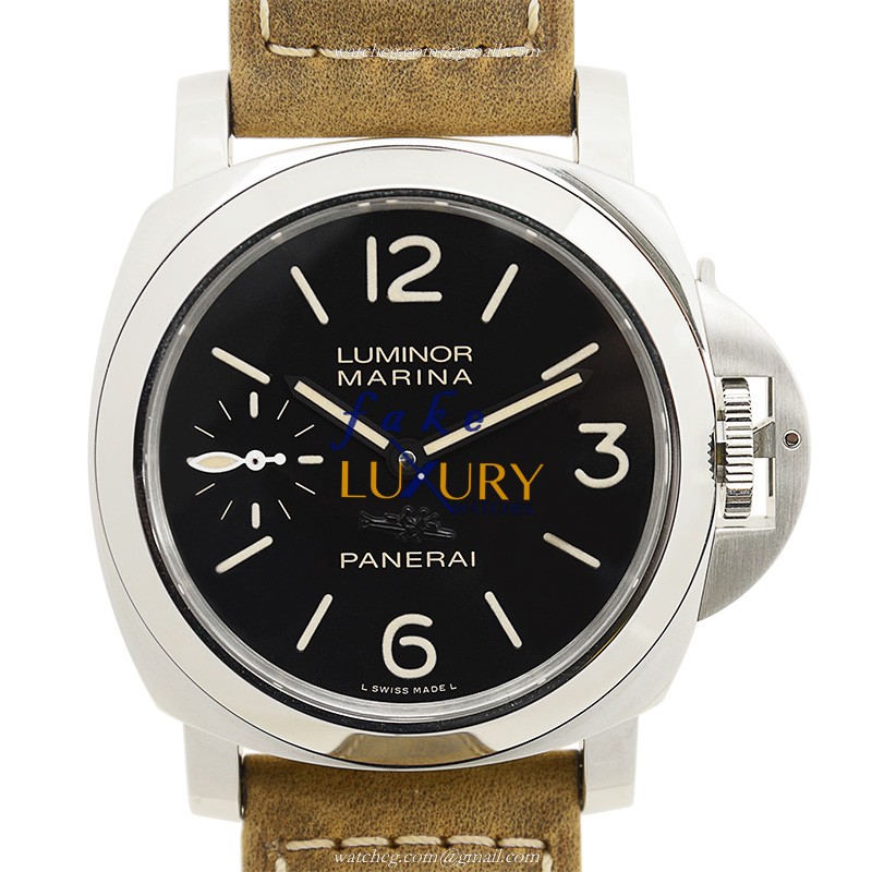 Panerai PAM00546 LUMINOR Manual Wind Steel Case Black Dial Brown Cowhide Strap Replica Watch - Luxury Replica Watch