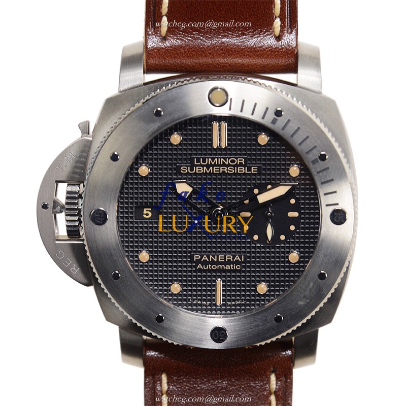 Brand Model Replica Watch PAM00569 Automatic Titanium Black Dial Brown Cowhide Strap Sapphire - Luxury Replica Watch