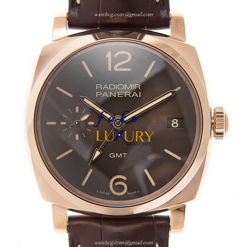 Panerai PAM00570 RADIOMIR Auto 18kt Rose Gold Replica Watch, Brown Dial & Brown Alligator Strap - Luxury Replica Watch