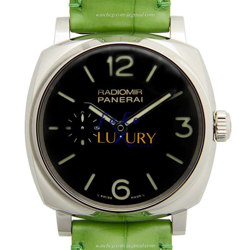 Panerai PAM00574 RADIOMIR Manual Wind Steel Case Black Dial Green Alligator Strap Replica Watch - Luxury Replica Watch
