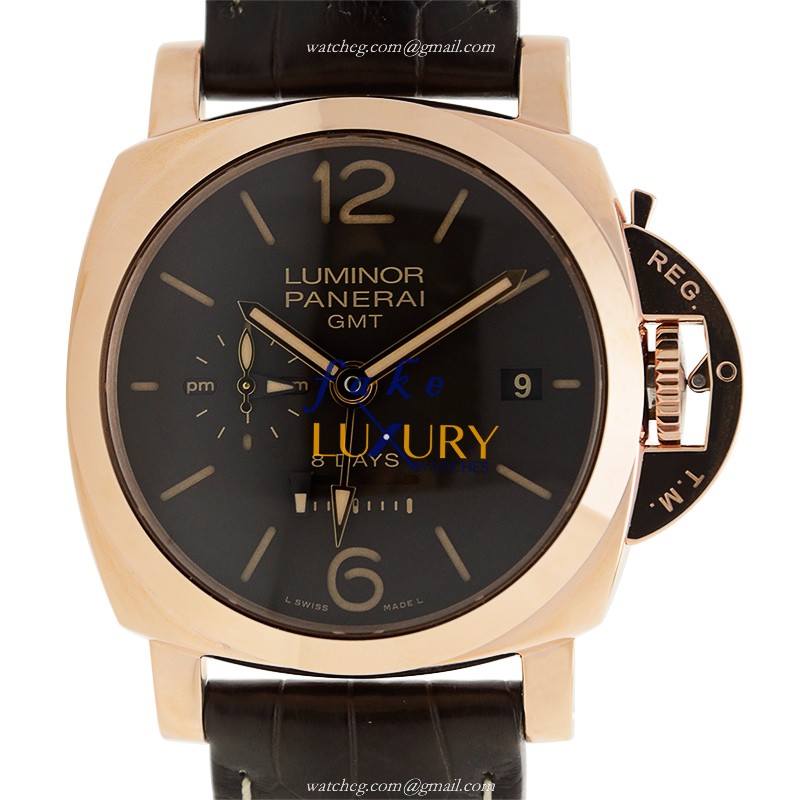 Panerai PAM00576 LUMINOR Manual Wind 18kt Rose Gold - 44mm - Brown Dial - Alligator Strap Replica - Luxury Replica Watch