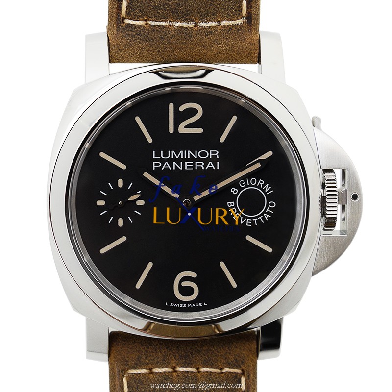 Panerai PAM00590 LUMINOR Manual Wind, 44mm SS Case, Black Dial, Brown Cowhide Strap, Resistant - Luxury Replica Watch