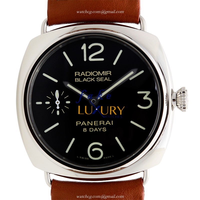 Panerai Radiomir PAM00609 Manual Wind Stainless Steel 45mm Black Dial Brown Cowhide Strap Replica - Luxury Replica Watch