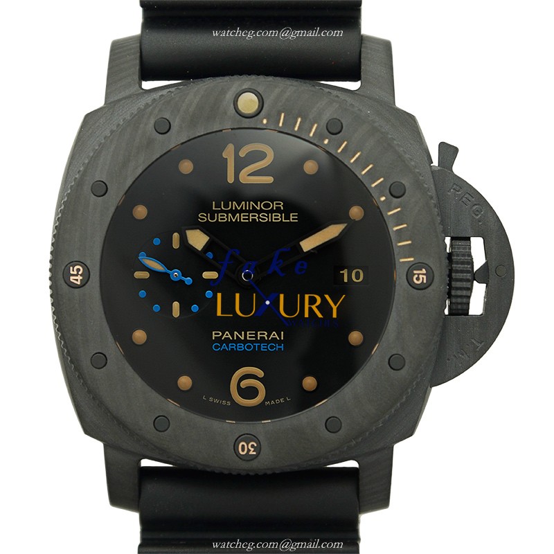 Panerai PAM00616 LUMINOR Auto Carbon Fiber Case | Swiss Clone Watch | 300M WR | 47mm Black Dial - Luxury Replica Watch