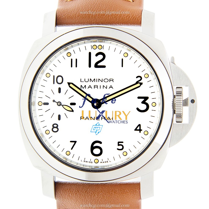 Panerai PAM00660 LUMINOR Manual Wind 44mm Stainless Steel Replica Watch with White Dial & Brown - Luxury Replica Watch