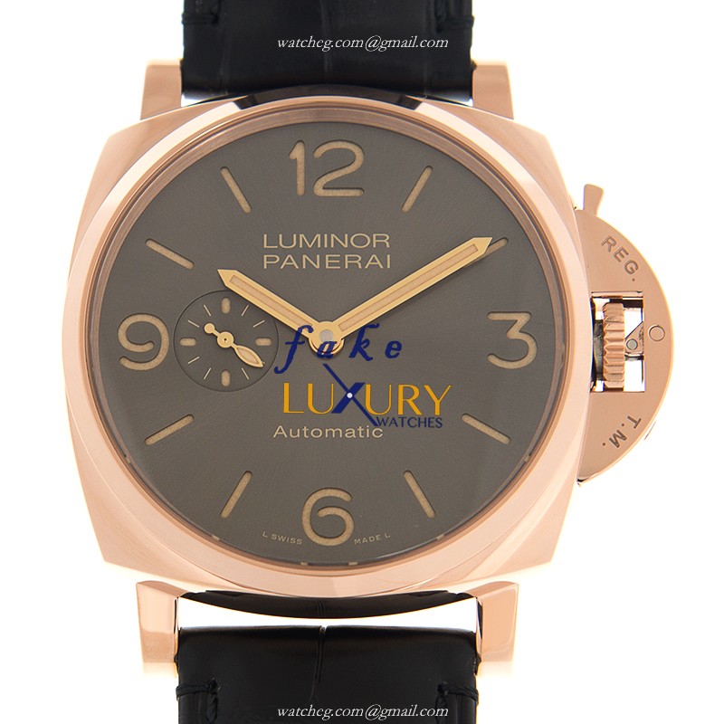 -54321 - PANERAI PAM00675 LUMINOR AUTO 18KT ROSE GOLD REPLICA WATCH - DARK GREY DIAL - Luxury Replica Watch