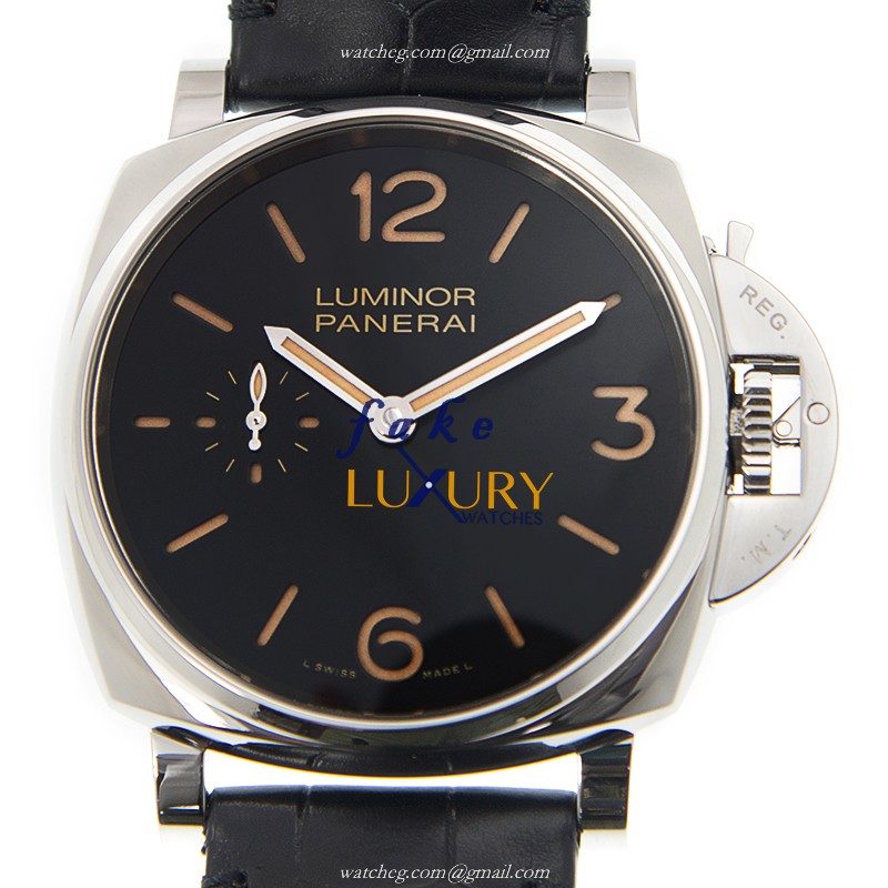 Panerai PAM00676 Luminor Replica Watch, Manual Wind, Black Dial, 42mm Steel Case, Alligator Strap - Luxury Replica Watch