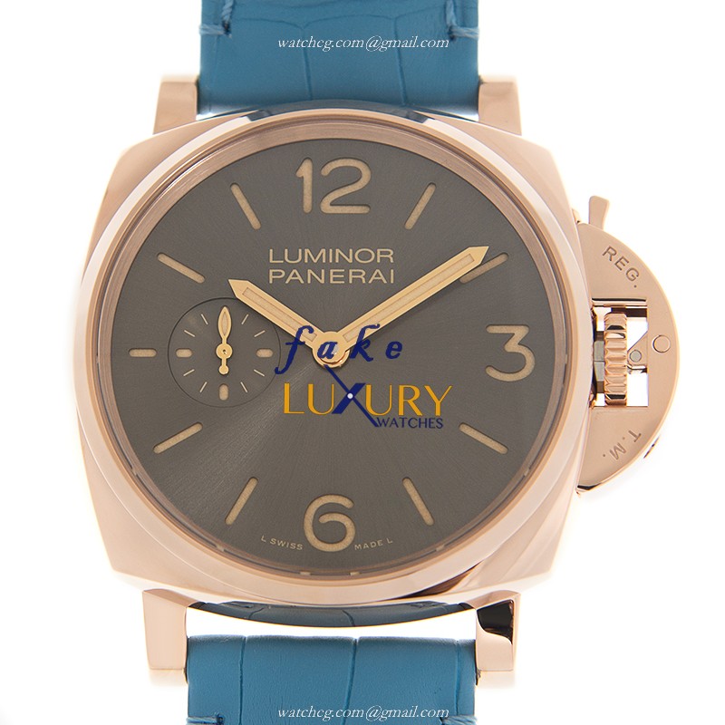 PAM00677 - Panerai Luminor Replica Watch - Manual Wind 18kt Rose Gold - Dark Grey Dial Blue - Luxury Replica Watch