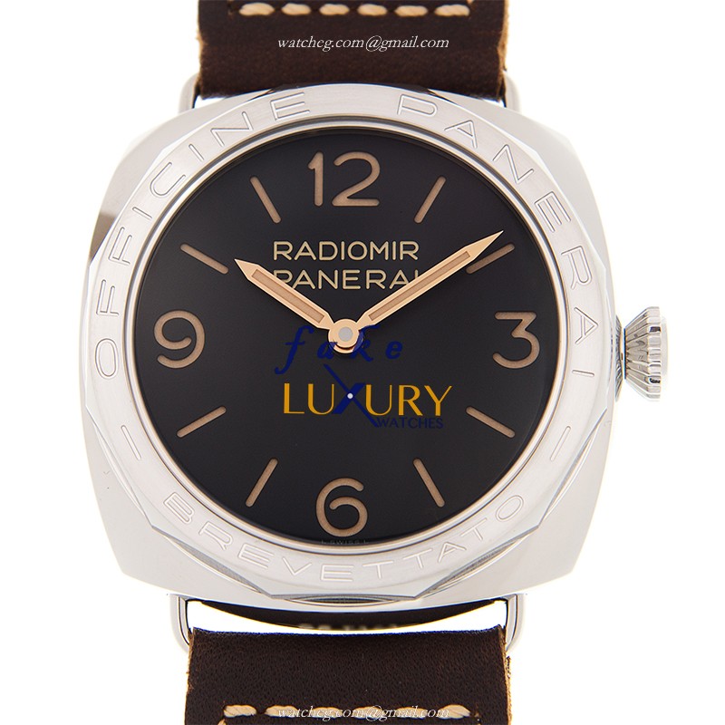 Panerai PAM00685 RADIOMIR Manual Wind Replica, 47mm SS Case, Black Dial, Brown Leather Strap Watch - Luxury Replica Watch