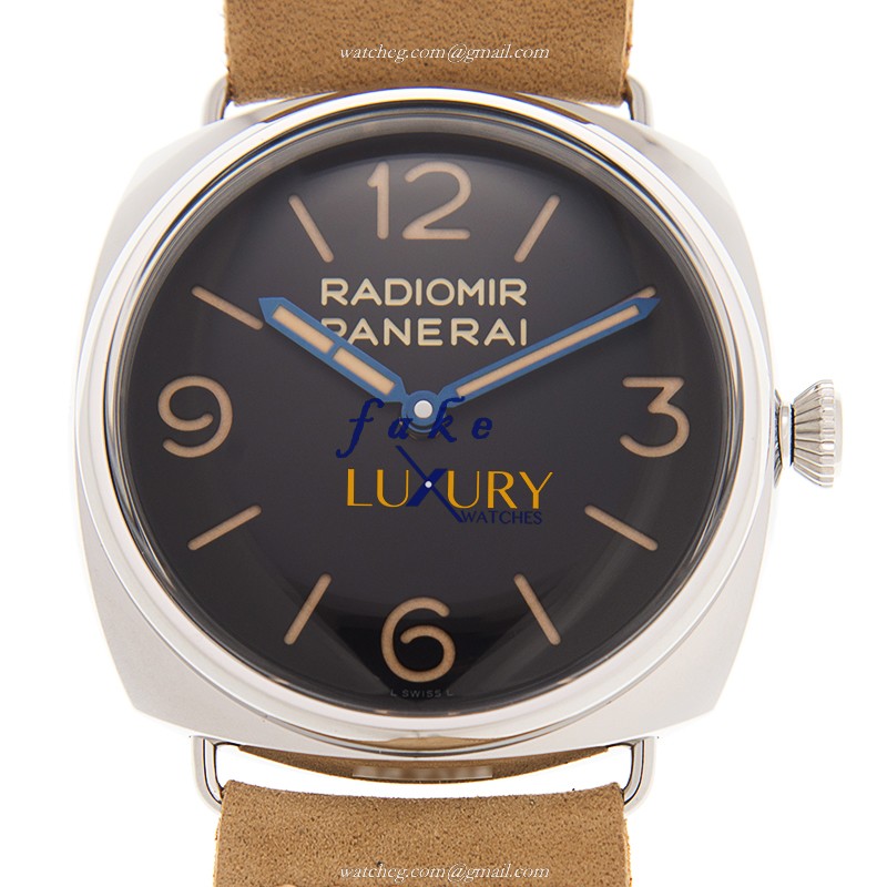 Panerai PAM00720 RADIOMIR Manual Wind Stainless Steel Case Replica Watch - Black Dial, Brown - Luxury Replica Watch