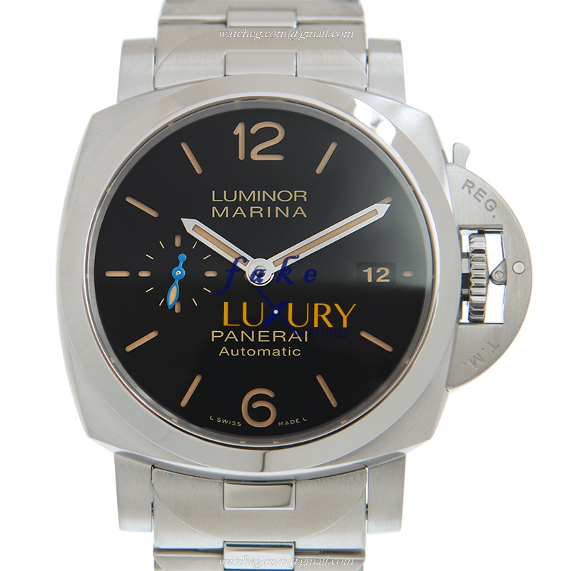 Panerai PAM00722 LUMINOR Automatic Stainless Steel Replica Watch - Black Dial, Silver Strap - Luxury Replica Watch