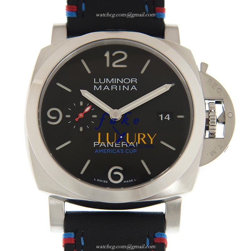 Panerai PAM00727 Luminor Replica Watch 44mm Automatic Stainless Steel Black Dial Leather Strap - Luxury Replica Watch