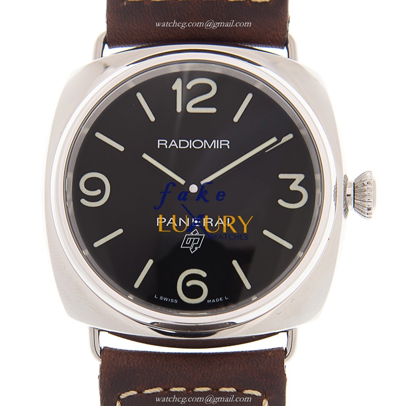 Panerai PAM00753 RADIOMIR Manual Wind Stainless Steel Replica Watch - Black Dial, Brown Leather - Luxury Replica Watch