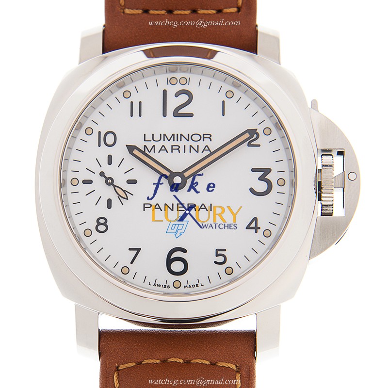 Panerai PAM00778 LUMINOR Manual Wind Stainless Steel Watch - White Dial, Brown Leather Strap - Luxury Replica Watch