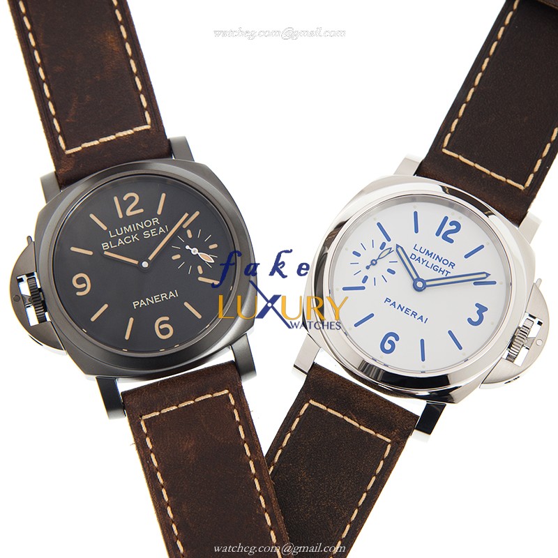 Panerai PAM00786 Automatic Stainless Steel Replica Watch, Black & White Dial, Brown Cowhide Strap - Luxury Replica Watch