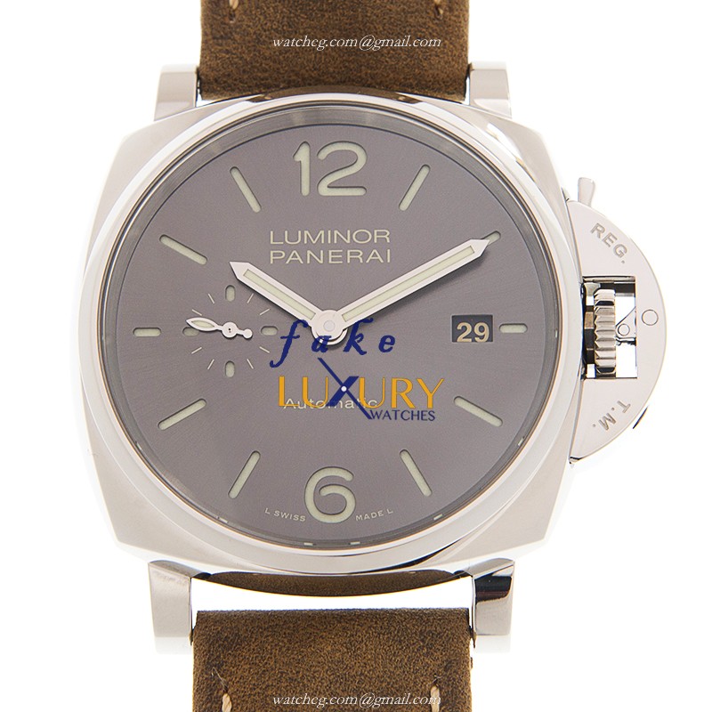 -89012-PANERAI-PAM00904-LUMINOR-DUE-AUTOMATIC-STEEL-GRAY-LEATHER-STRAP-WATCH - Luxury Replica Watch