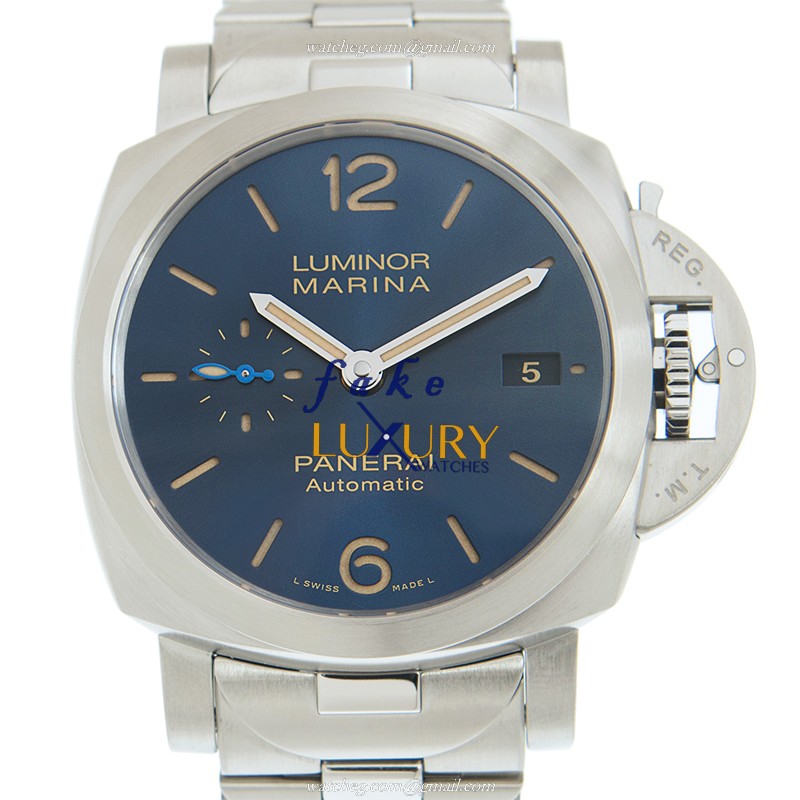 Panerai PAM01028 LUMINOR Automatic Stainless Steel Replica Watch, Swiss Movement, Blue Dial, Silver - Luxury Replica Watch