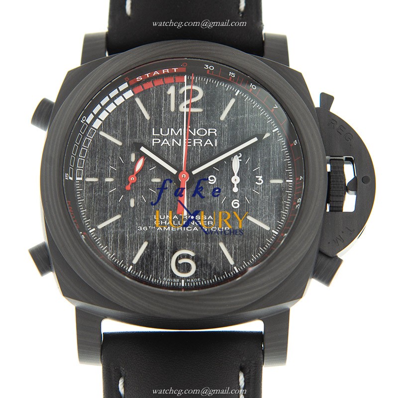 Panerai PAM01038 Luminor Automatic Carbon Fiber Black Dial Cowhide Strap Replica Watch - Luxury Replica Watch