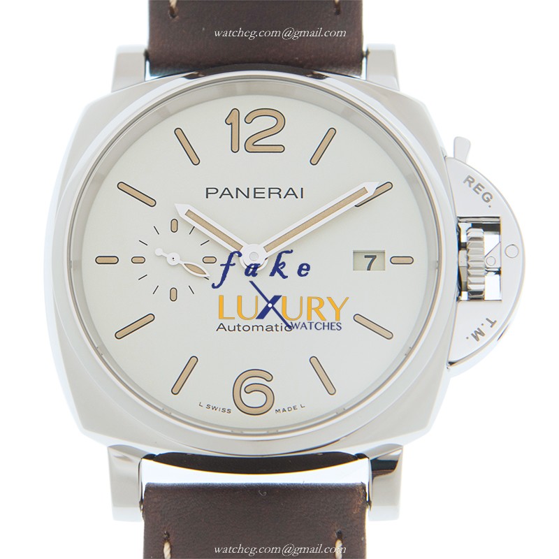 Panerai PAM01046 Luminor Due 42mm Automatic Steel White Dial Brown Cowhide Strap Replica Watch - Luxury Replica Watch