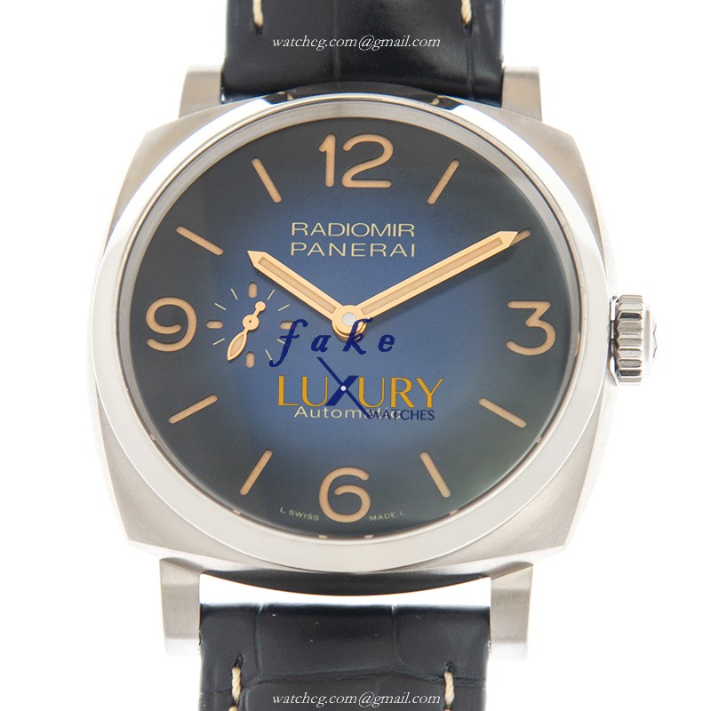 Panerai PAM01078 RADIOMIR Automatic Titanium Replica Watch - Blue Dial, Alligator Strap - Luxury Replica Watch