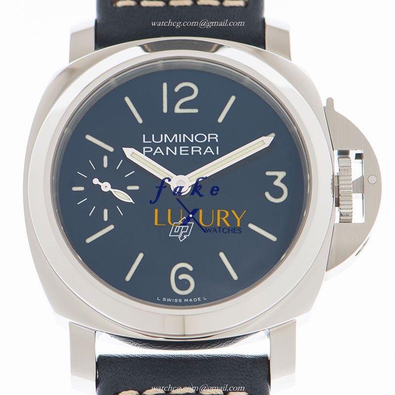 Panerai PAM01085 LUMINOR MARINA Manual Wind Replica, 44mm Steel Case, Dark Blue Dial & Leather - Luxury Replica Watch