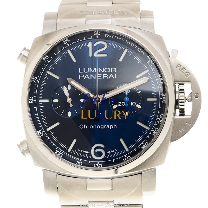 Panerai PAM01110 LUMINOR CHRONO Automatic - Blue Dial - Silver Strap - Replica Watch - Luxury Replica Watch