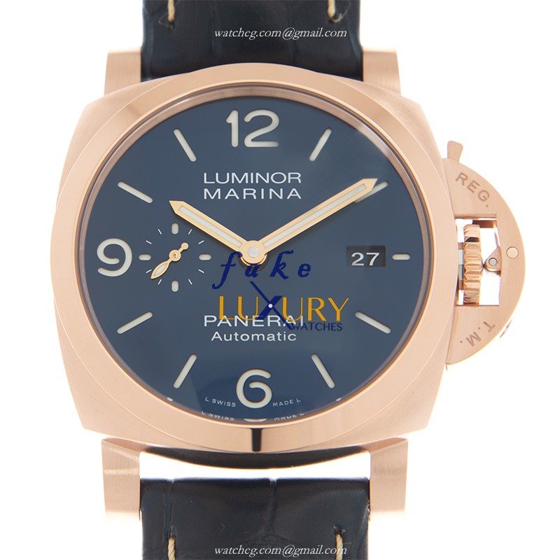 Panerai PAM01112 LUMINOR MARINA - Manual Wind - 44mm Steel Case - Blue Dial - Leather Strap - Luxury Replica Watch
