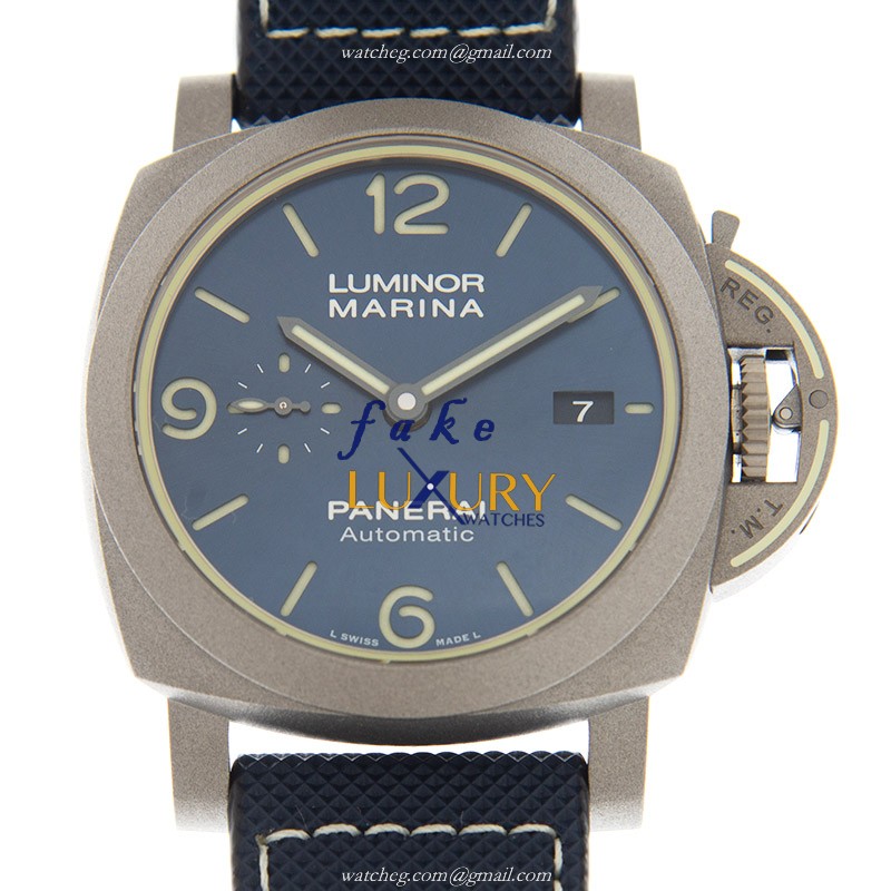 Panerai PAM01117 LUMINOR MARINA - AUTO - TITANIUM - SKINNY-STRAP - DIAL: BLUE - CLASP: FOLDING Watch - Luxury Replica Watch