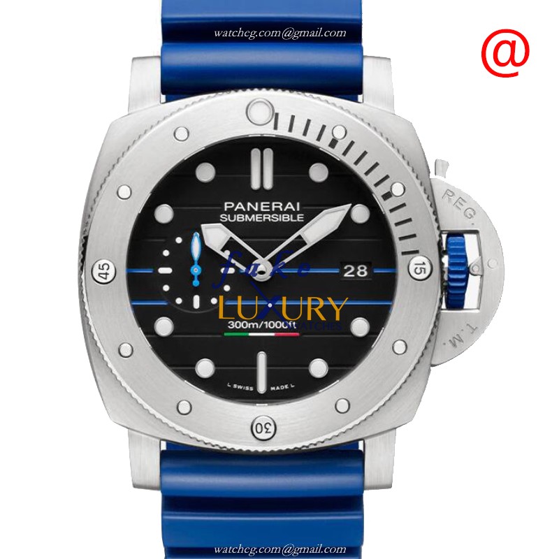 Panerai PAM01162 Titanium Automatic Replica Watch - Black Dial, Blue Rubber Strap - Luxury Replica Watch