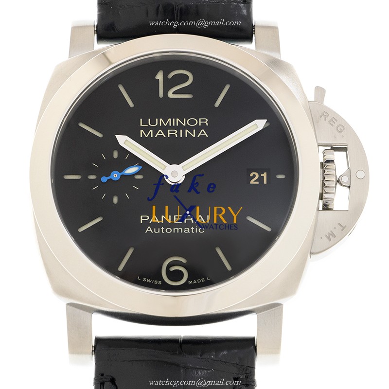 Panerai PAM01272 LUMINOR MARINA Auto Swiss Movt 40mm SS Black Dial Alligator Strap Replica Watch - Luxury Replica Watch