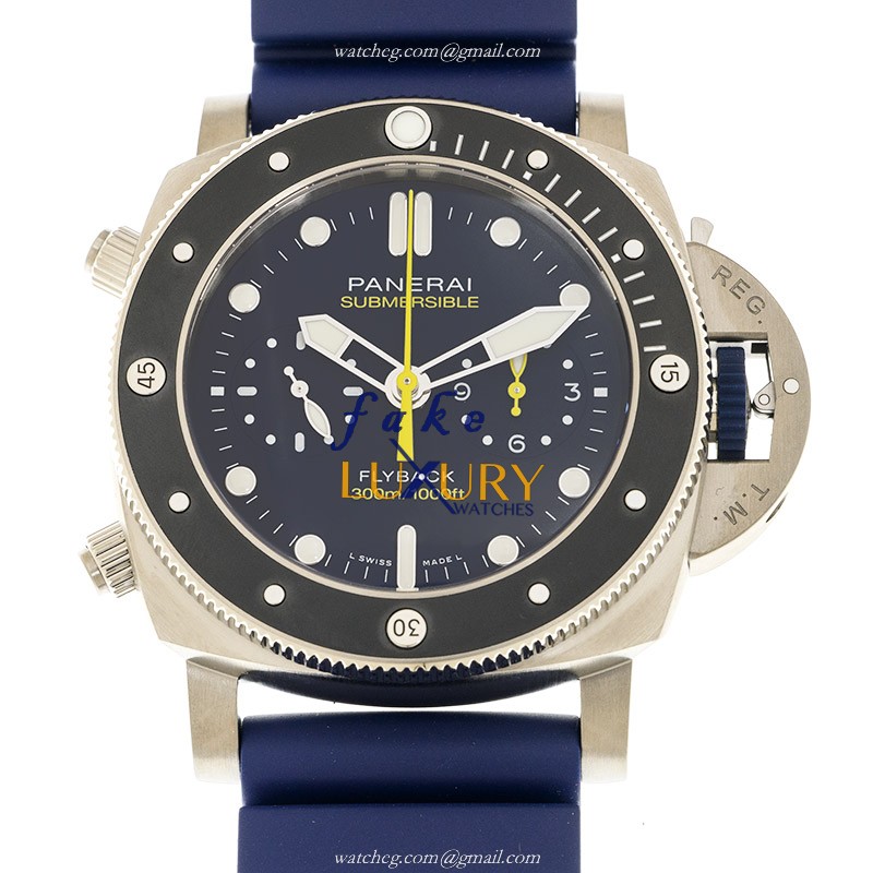 Panerai PAM01291 AUTO Stainless Steel Replica Watch, Blue Dial, Rubber Strap - Luxury Replica Watch