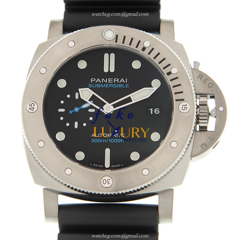 Panerai PAM01305 LUMINOR Titanium Automatic Replica Watch, Black Dial & Rubber Strap - Luxury Replica Watch