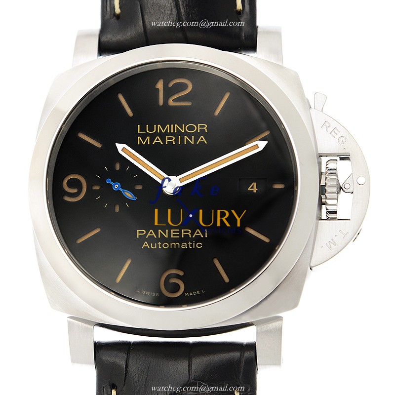 Panerai PAM01312 Luminor Replica Watch - Automatic - Steel Case - Black Dial - Alligator Strap - Luxury Replica Watch