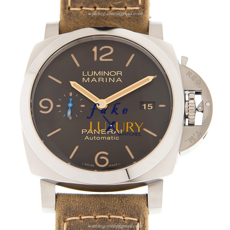 Panerai PAM01351 LUMINOR Auto Titanium - Brown Dial - Cowhide Strap Replica Watch - Luxury Replica Watch
