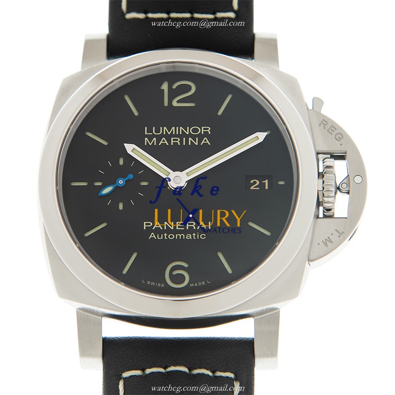 Panerai PAM02392 LUMINOR MARINA Manual Wind 42mm Stainless Steel Replica Watch, Black Dial, Leather - Luxury Replica Watch