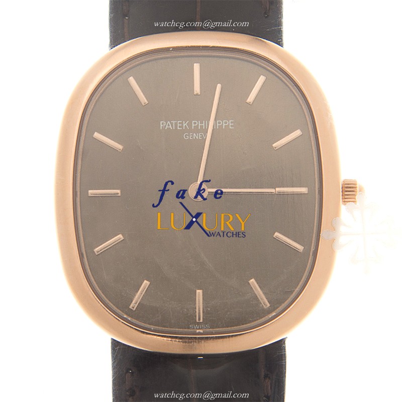 Patek Philippe 3738/100R-001 Ellipse 18kt Rose Gold Automatic Brown Dial Replica Watch - Luxury Replica Watch