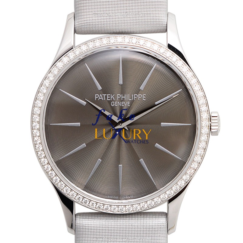 Patek Philippe Calatrava 4897G-010 Manual Wind 18kt White Gold Diamond Gray Dial Replica Watch - Luxury Replica Watch