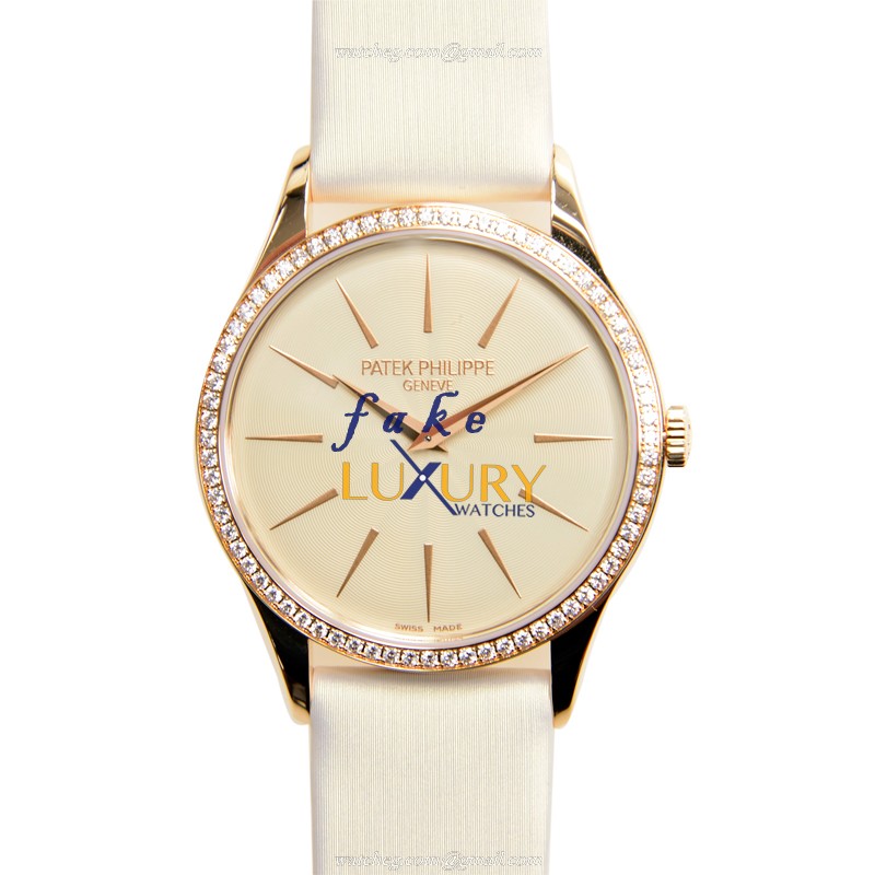 Patek Philippe 4897R-010 Calatrava Replica Watch, Manual Wind, 18kt Rose Gold Case, Beige Dial - Luxury Replica Watch