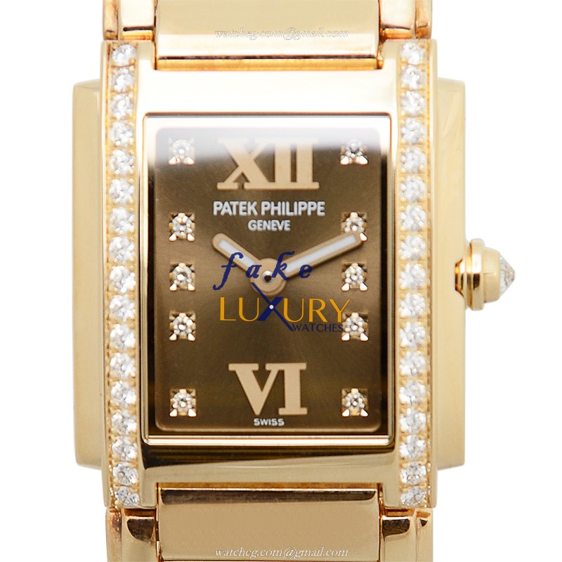 Patek Philippe 4908/11R-010 Replica Watch, 22mm Rose Gold Case, Dark Brown Dial, Quartz Movement - Luxury Replica Watch