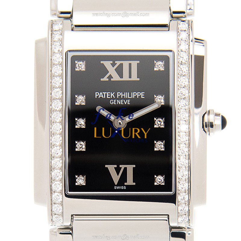 Patek Philippe Twenty-4 4910/10A-001 Quartz Stainless Steel Black Dial Replica Watch - Luxury Replica Watch